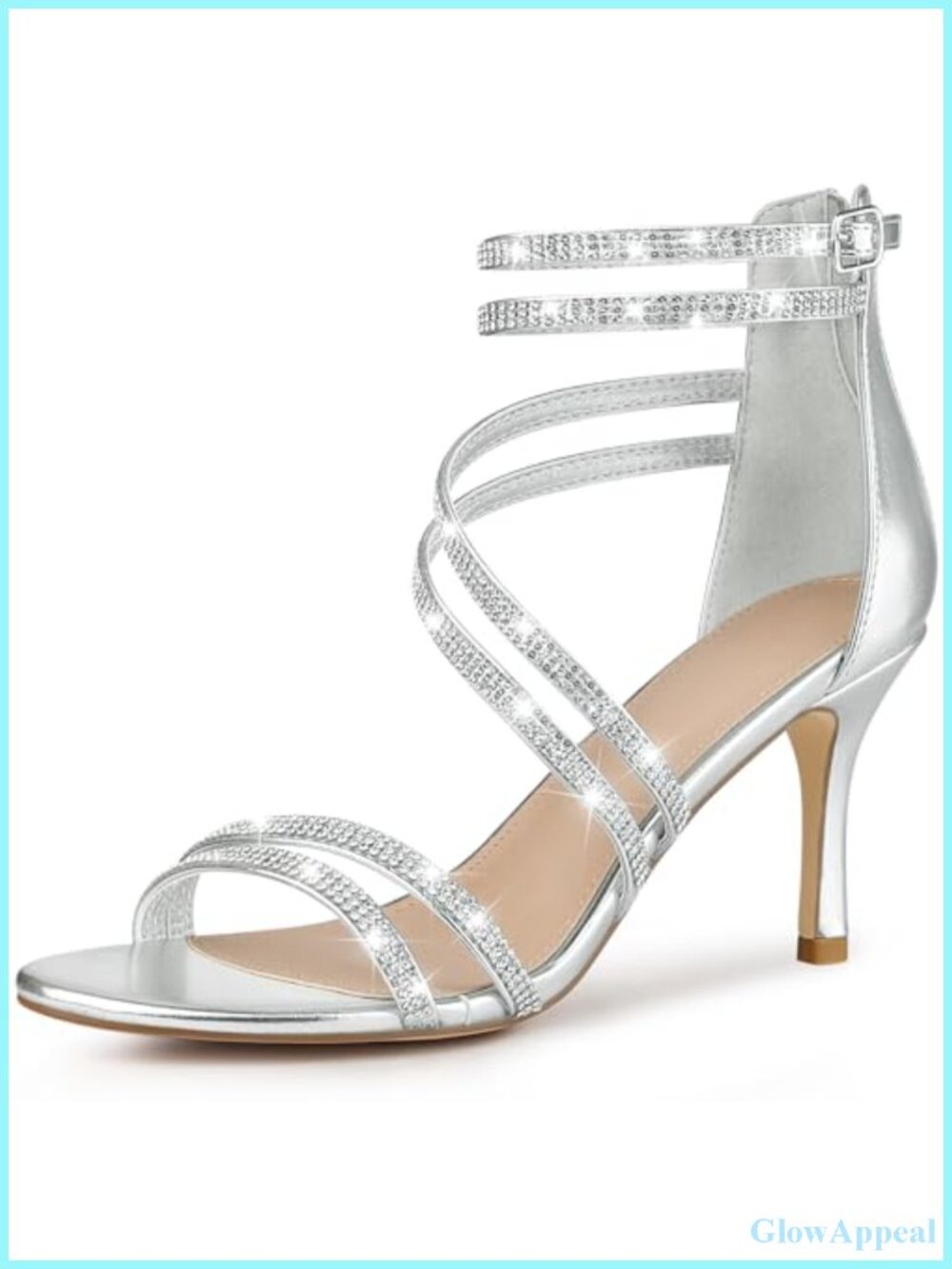 Perphy Rhinestone Strappy Stiletto Heel Sandals Open Toe Ankle Strap Party